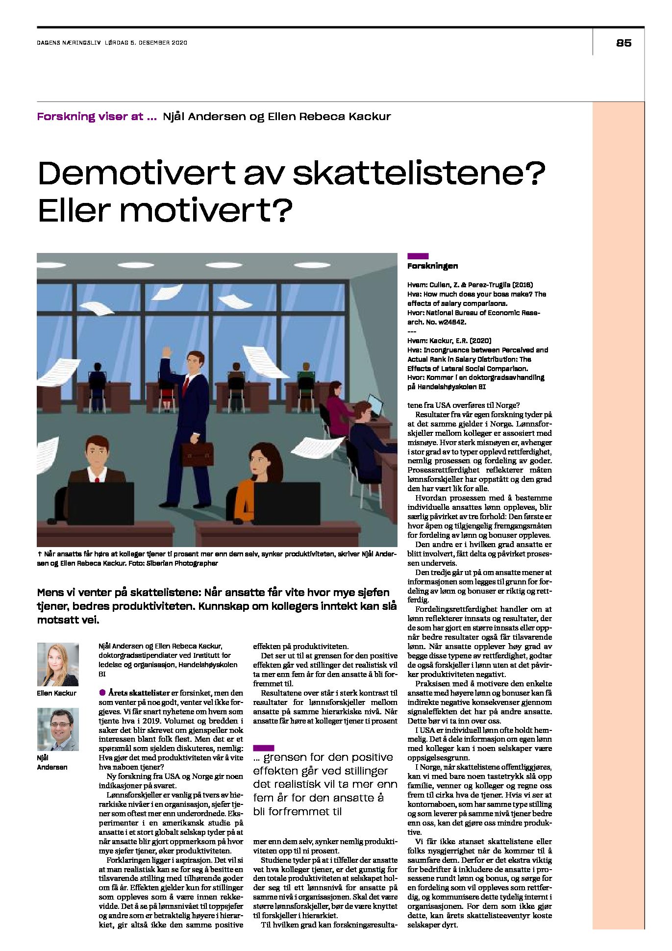 DN: Innlegg: Demotivert av skattelistene? Eller motivert?